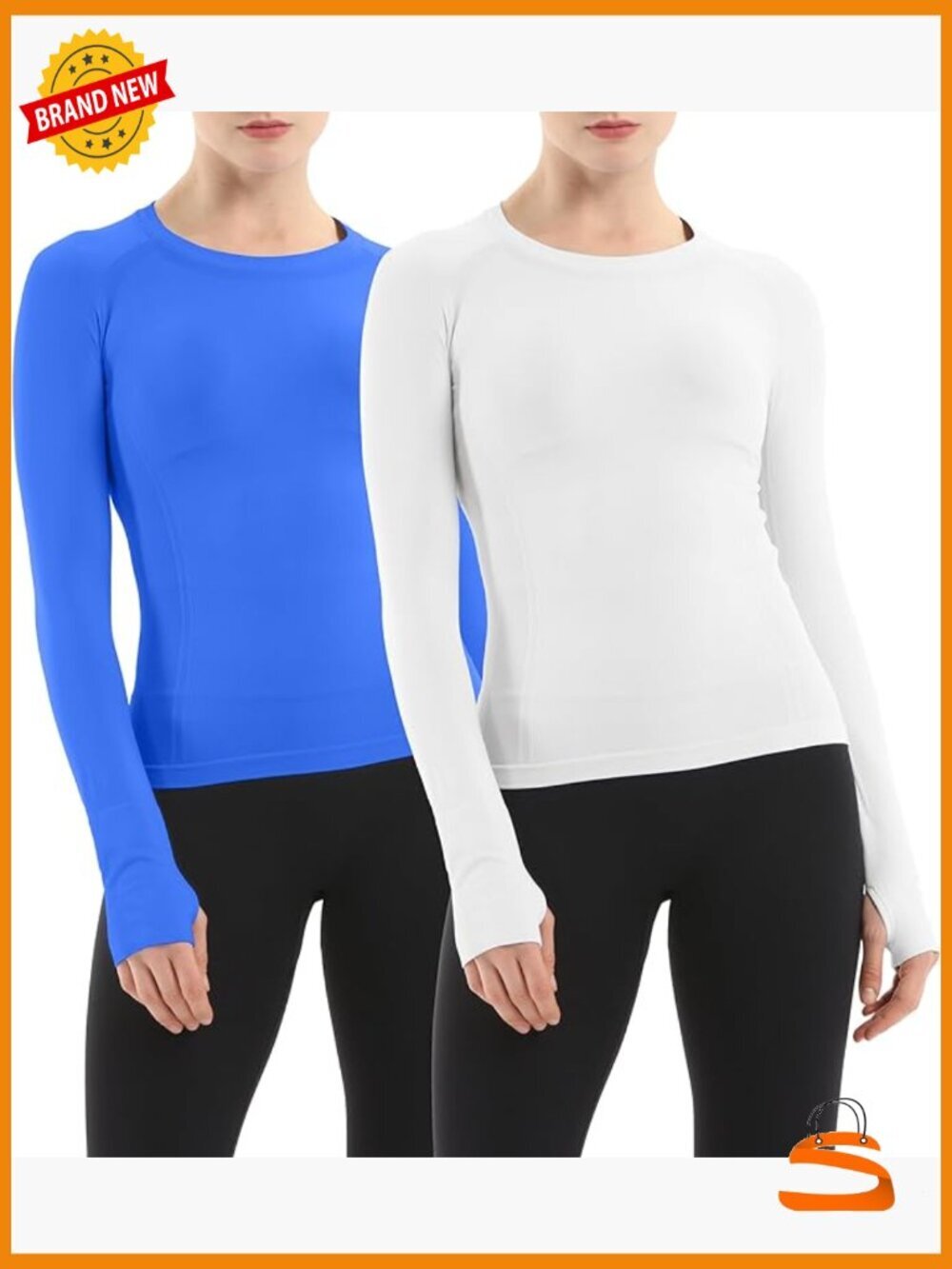 Long Sleeve Workout Tops 2 Pack Seamless Athletic Shirts for Women Yoga Running